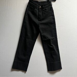 D Edsilabre High Rise Wide Leg Cropped Black Jeans Size S